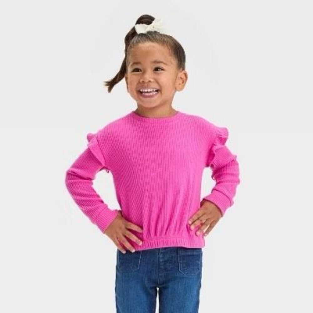 🐿️ NWT Cat & Jack Pink Ribbed Cozy Long Sleeve Top Size 12 Months